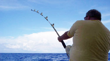 Dana Murphy fishing in Rum Cay Bahamas
